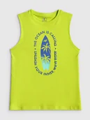 Koszulki dla chłopców - 4F Koszulka bez rękawów regular z nadrukiem chłopięca - zielona 164 (13-14 lat) - miniaturka - grafika 1