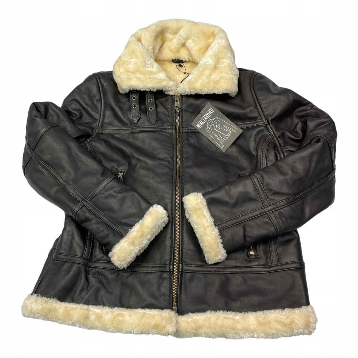 Przejściowa kurtka damska skórkowa ocieplana Real Leather L