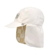 Czapeczki dla niemowląt - Lassig Czapka z filtrem UV80 z daszkiem i osłoną karku Splash & Fun Krata vanilla/sea salt, rozm. 52/53 - miniaturka - grafika 1