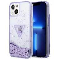 Etui i futerały do telefonów - Etui Guess Liquid Glitter Palm Collection do Apple iPhone 14 Fioletowy - miniaturka - grafika 1