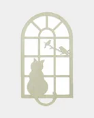 Dekoracje domu - Metalowy Panel Ścienny Ażurowy Biały Okno z Kotem - miniaturka - grafika 1