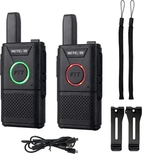 Retevis RT618 krótkofalówka dla dzieci, mini radiotelefon ratunkowy bez licencji, 16-kanałowy zestaw radiowy PMR VOX Dual PTT, kabel USB do ładowania (1 para, czarny) - Krótkofalówki - miniaturka - grafika 1
