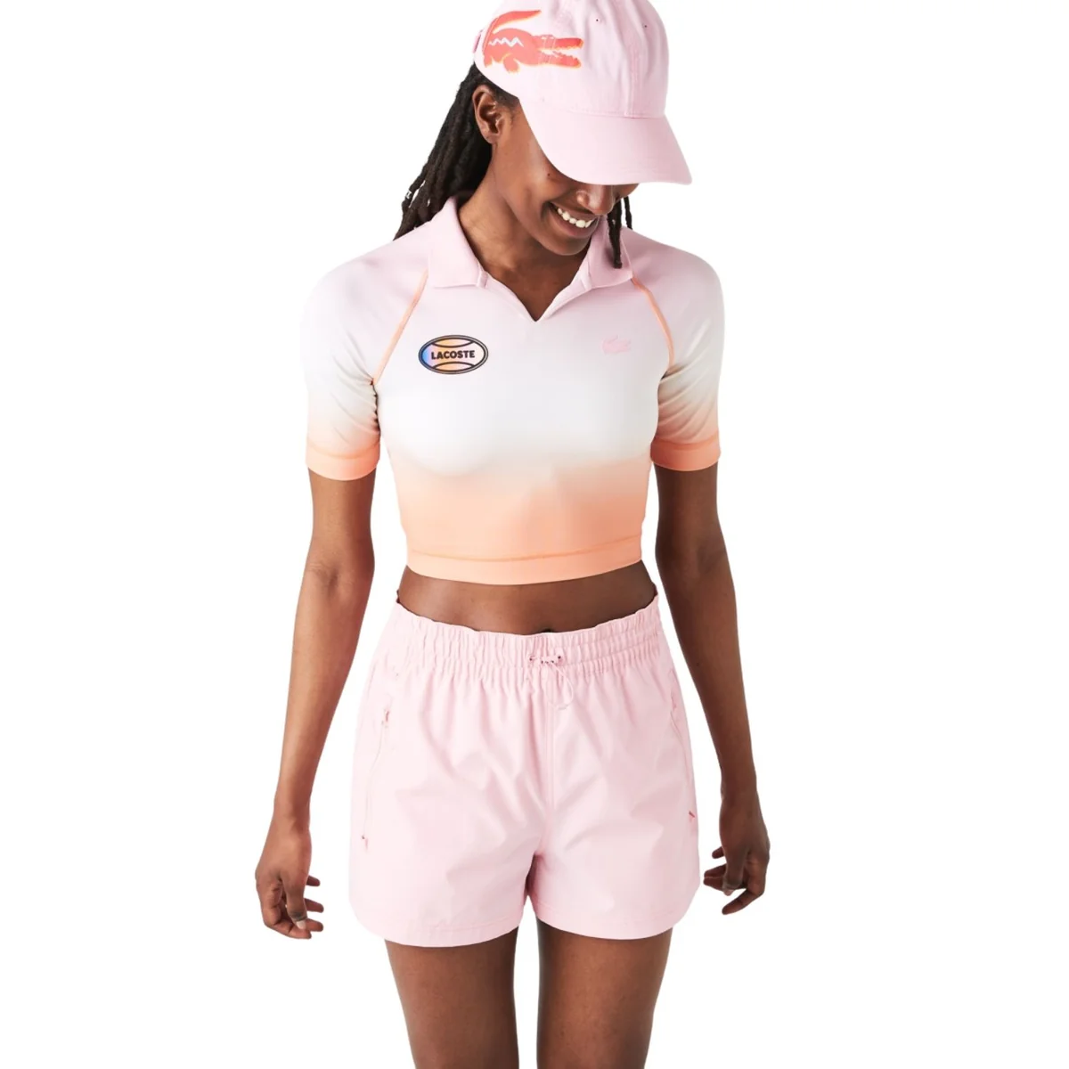Koszulka damska Lacoste Summer sportowa treningowa crop wielokolorowa r. L