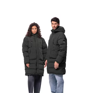 Kurtki damskie - Parka puchowa unisex Jack Wolfskin DELLBRUECK LONG JKT granite black - XS - grafika 1