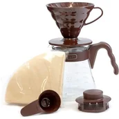 Inne naczynia kuchenne - Hario Zestaw do parzenia kawy V60 Pour Over Kit, 700 ml, brązowy - miniaturka - grafika 1