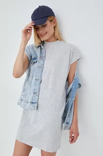 Sukienki - Vero Moda sukienka bawełniana kolor szary mini oversize - grafika 1