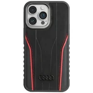 Etui i futerały do telefonów - Audi Genuine Leather MagSafe iPhone 14 Pro 6.1" czarno-czerwony/black-red hardcase AU-TPUPCMIP14P-R8/D3-RD - miniaturka - grafika 1