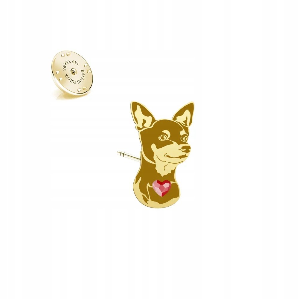 Wpinka Złota z psem rasy Prager Rattler 925 PIN Prezent DEDYKACJA GRATIS
