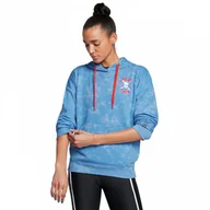 Bluzy damskie - Damska bluza treningowa nierozpinana z kapturem Under Armour Project Rock Terry Underground Hoodie - niebieska - miniaturka - grafika 1