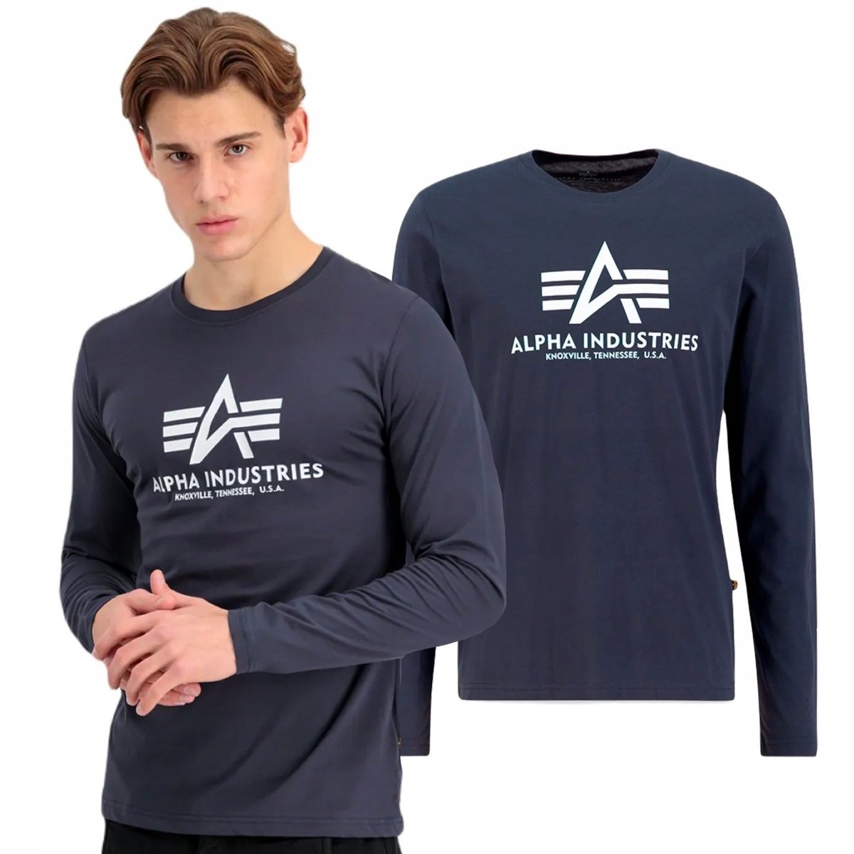 Koszulka Longsleeve Alpha Industries Basic 100510 02 Granatowa M
