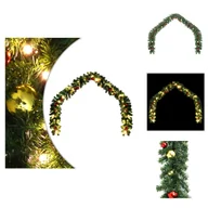 Oświetlenie świąteczne - vidaXL Girlanda świąteczna ozdobiona bombkami i światełkami LED 20 m - Lampki świąteczne - miniaturka - grafika 1