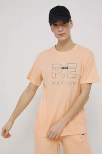 Koszulki i topy damskie - P.E Nation t-shirt bawełniany kolor pomarańczowy - grafika 1