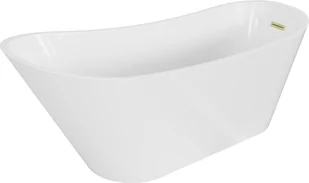 Mexen Alta wanna wolnostojąca 170 x 75 cm, biała, przelew złoty szczotkowany - 52141707500-55 - Wanny - miniaturka - grafika 1