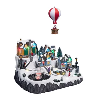 Miasteczko bożonarodzeniowe, scenka świąteczna z balonem - Ozdoby bożonarodzeniowe - miniaturka - grafika 1