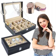 Pudełka i szkatułki - Organizer Szkatułka Pudełko Na Zegarki Biżuterię Kuferek Pudełko Etui - miniaturka - grafika 1