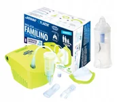 Inhalatory i akcesoria - Novama Familino by Flaem inhalator pneumatyczno-tłokowy + oczyszczacz do nosa i zatok 1 sztuka - miniaturka - grafika 1
