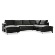 Narożniki - Ciemnoszara aksamitna rozkładana sofa w kształcie litery "U" Miuform Lofty Lilly, prawostronna - miniaturka - grafika 1