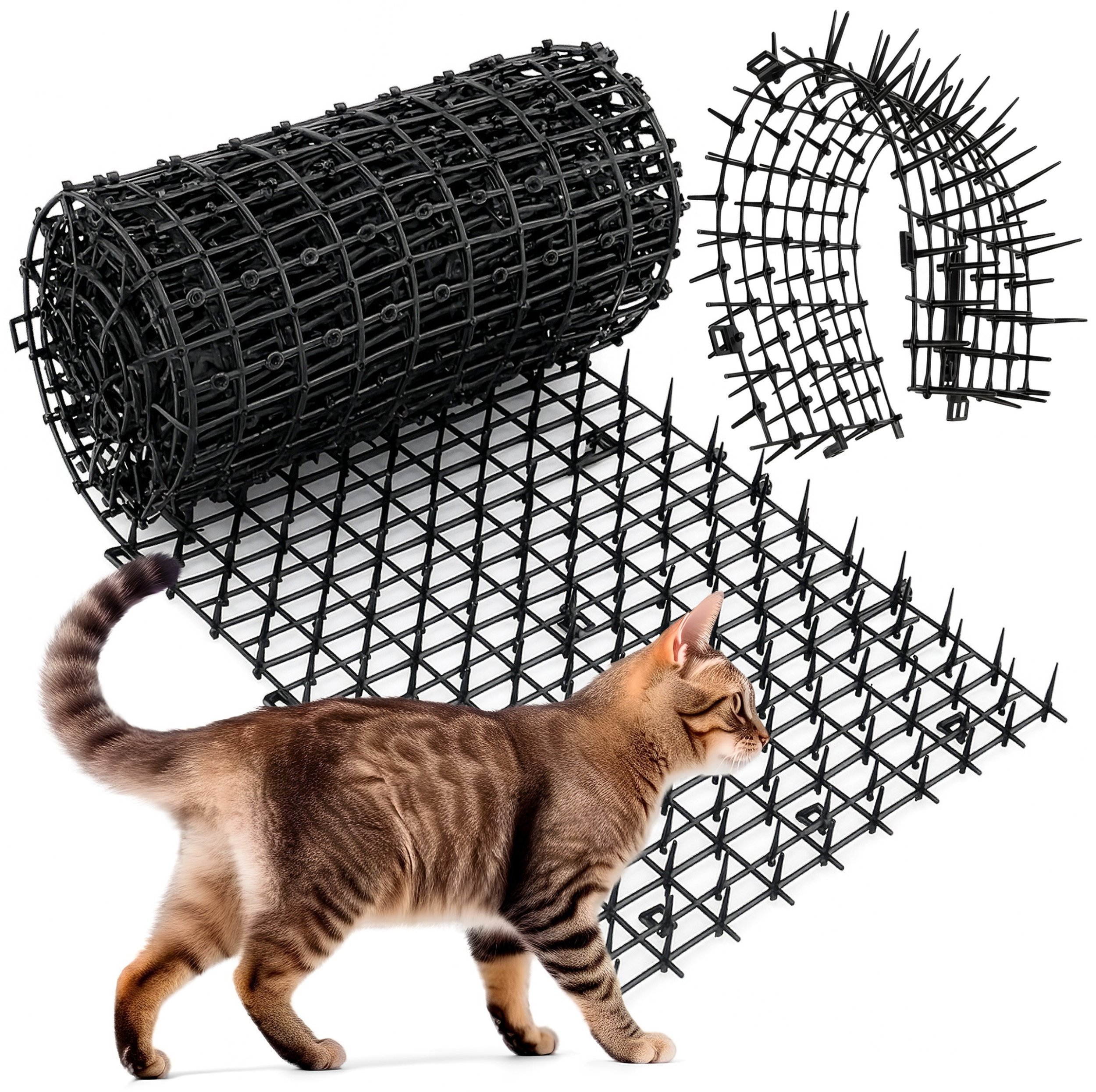 Mata z Kolcami Odstraszacz Kotów Psów Kun Lisów Ptaków Bariera przed Zwierzętami 207 x 30 cm