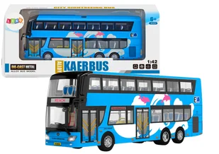 Autobus Piętrowy Wycieczkowy 1:42 Metalowy Światła Niebieski - Samochody i pojazdy dla dzieci - miniaturka - grafika 1