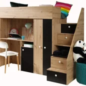 Łóżka dla dzieci i młodzieży - Abiks Łóżko piętrowe Antresola SMART 14 czarny - miniaturka - grafika 1
