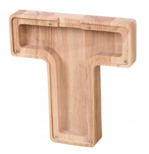 KREATYWNA DREWNIANA SKARBONKA LITERA T ALFABET LITERY PREZENT - Skarbonki - miniaturka - grafika 1