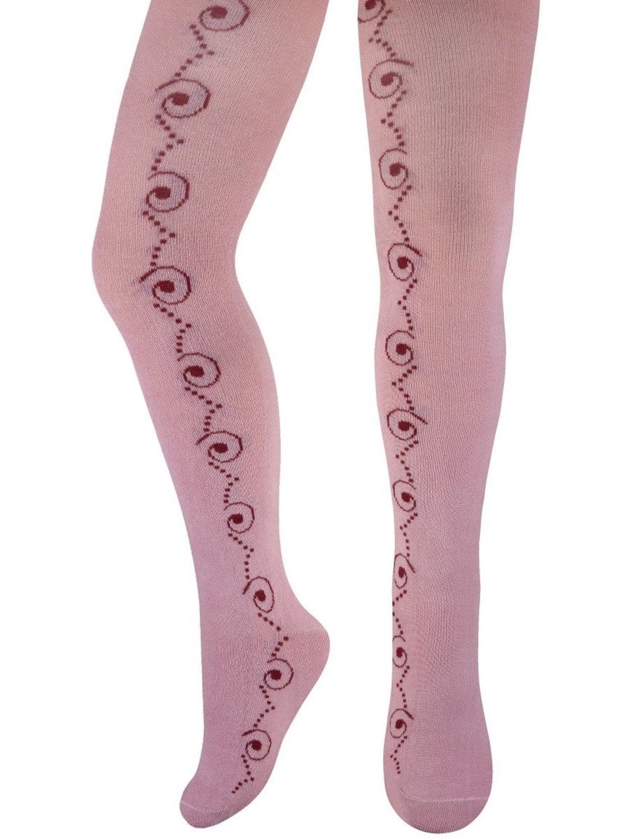 Dziewczęce rajstopy bawełniane szlaczki pudrowe Milusie r.92/98