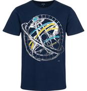 Koszulki męskie - Męski t-shirt z krótkim rękawem, z satelitą, granatowy - miniaturka - grafika 1