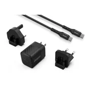 Ładowarki do telefonów - Energizer Ultimate - Ładowarka sieciowa Multiplug EU / UK / US GaN USB-C 20W PD + kabel USB-C (Czarny) - miniaturka - grafika 1