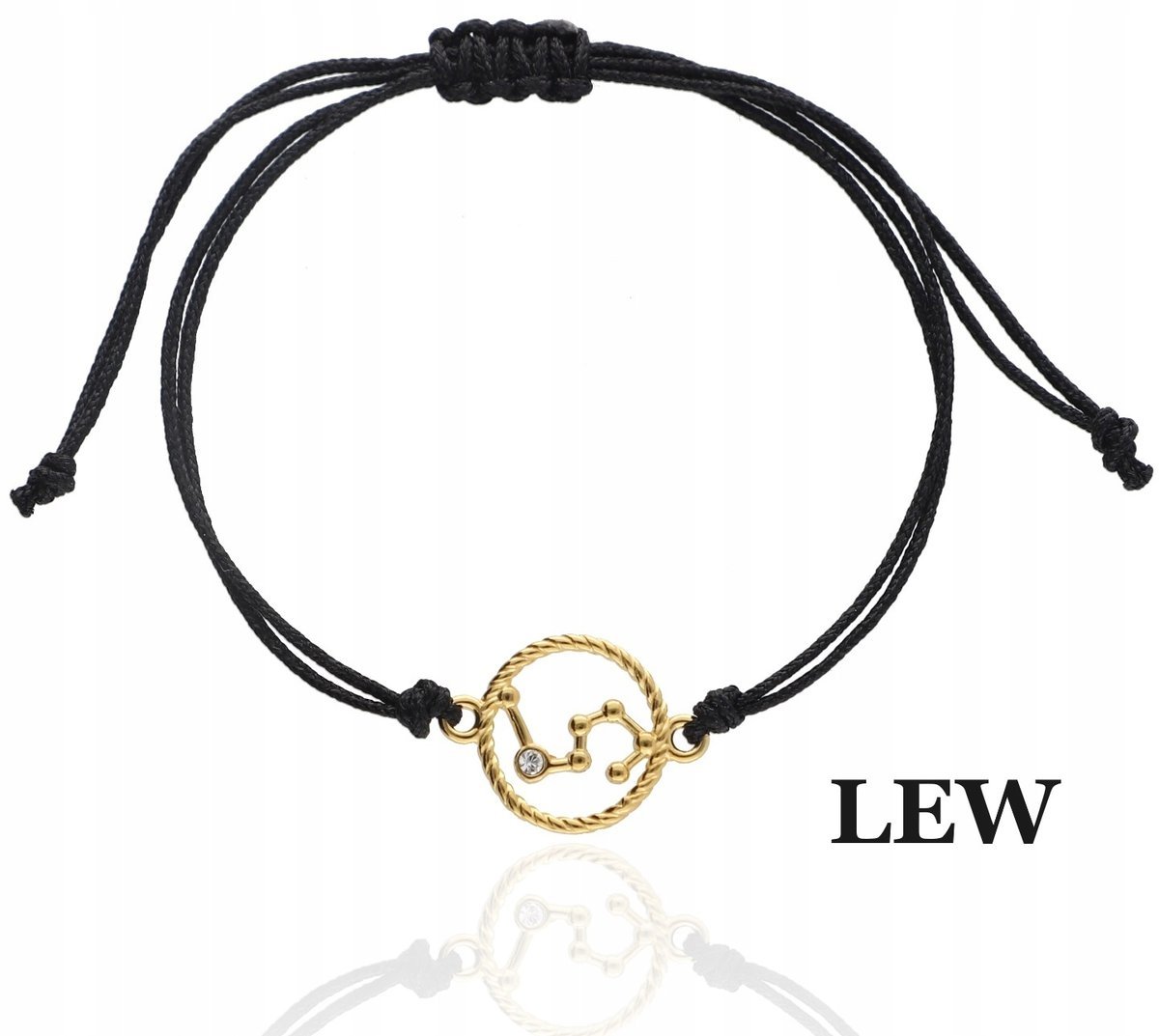 ZŁOTA bransoletka sznurkowa LEW znak zodiaku srebro 925 kolory