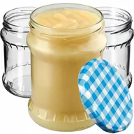 Pojemniki kuchenne - Słoiki Kisko 500ml 24 szt. 82mm + wieczka "Niebieska Krata" - miniaturka - grafika 1