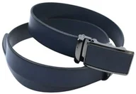Paski - Pasek Męski Skórzany Arucce (PL) Skóra Licowa EXTRA 35 mm GRANATOWY Gładki Klamra Samozaciskowa SREBRNA 35 ZE SKÓRZANĄ WSTAWKĄ - miniaturka - grafika 1