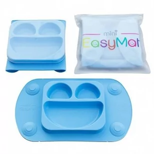 EASYTOTS EasyTots - EasyMat Mini 2in1 BLUE silikonowy talerzyk z podkładką - lunchbox - Miseczki i talerzyki dla dzieci - miniaturka - grafika 1