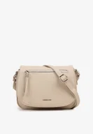 Torebki damskie - Ciemnobeżowa Torebka Listonoszka Mała z Zapięciem na Klapę i Srebrnym Wykończeniem Tunistia - miniaturka - grafika 1