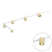Lampy sufitowe - QAZQA System szynowy złoty i biały z 5 punktami 1-fazowy - Rondoo Up - miniaturka - grafika 1
