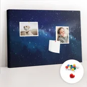 Tablice i flipcharty - Szkolna Tablica korkowa 60x40 cm, Kolorowe Pinezki, wzór Ciemne niebo gwiazdy - miniaturka - grafika 1