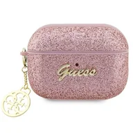 Akcesoria do słuchawek - Guess GUAP2GLGSHP AirPods Pro 2 cover różowy/pink Glitter Flake 4G Charm - miniaturka - grafika 1