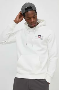 Gant bluza męska kolor biały z kapturem z aplikacją - Bluzy męskie - miniaturka - grafika 1