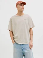 Koszulki męskie - Jack & Jones Koszulka w kolorze beżowym - miniaturka - grafika 1