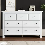 Komody - Nowoczesna komoda z 7 szufladami - 152 x 40 x 89 cm - Płyta wiórowa - do jadalni - Biała - miniaturka - grafika 1