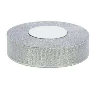 Wstążka Brokatowa Srebrna 25mm x 36y - Opakowania i torebki na prezenty - miniaturka - grafika 1