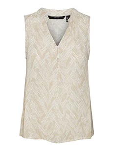 VERO MODA Women's VMCLAIRE MENNY SL WVN GA Top, Irish Cream/AOP:Claire, XS, Irish Cream/Aop: claire, XS - Koszulki i topy damskie - miniaturka - grafika 1