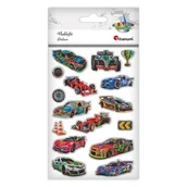 Podręczniki dla szkół podstawowych - Naklejki wypukłe wyścigówki hologram 16szt - miniaturka - grafika 1