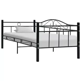 vidaXL Rama łóżka, czarna, metalowa, 90 x 200 cm - Łóżka - miniaturka - grafika 1