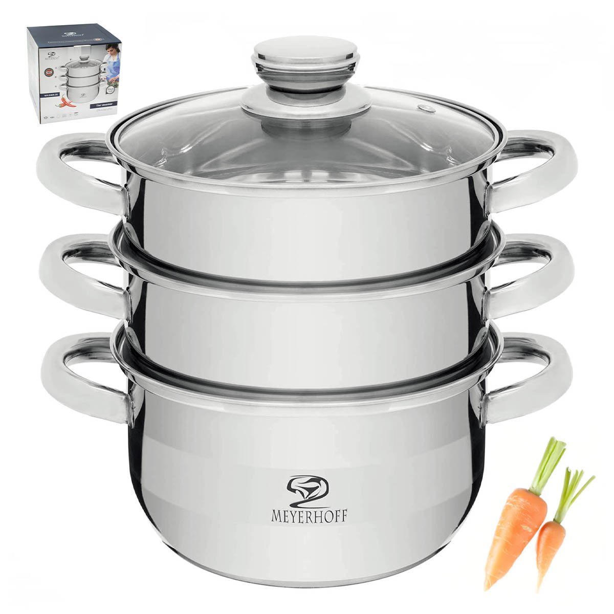 Garnek do Gotowania na Parze Parowar 2L Stal Nierdzewna 18cm Indukcja Gaz