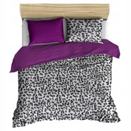 Pościel - pościel z polaru 220x240 + 2 poszewki P 304-2 DUO panterka czarna / fiolet - miniaturka - grafika 1
