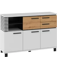 Komody - Komoda 4D2S LAM-04 Lamir MebloCross Biały Mat / Dąb Artisan / Czarny Mat - miniaturka - grafika 1