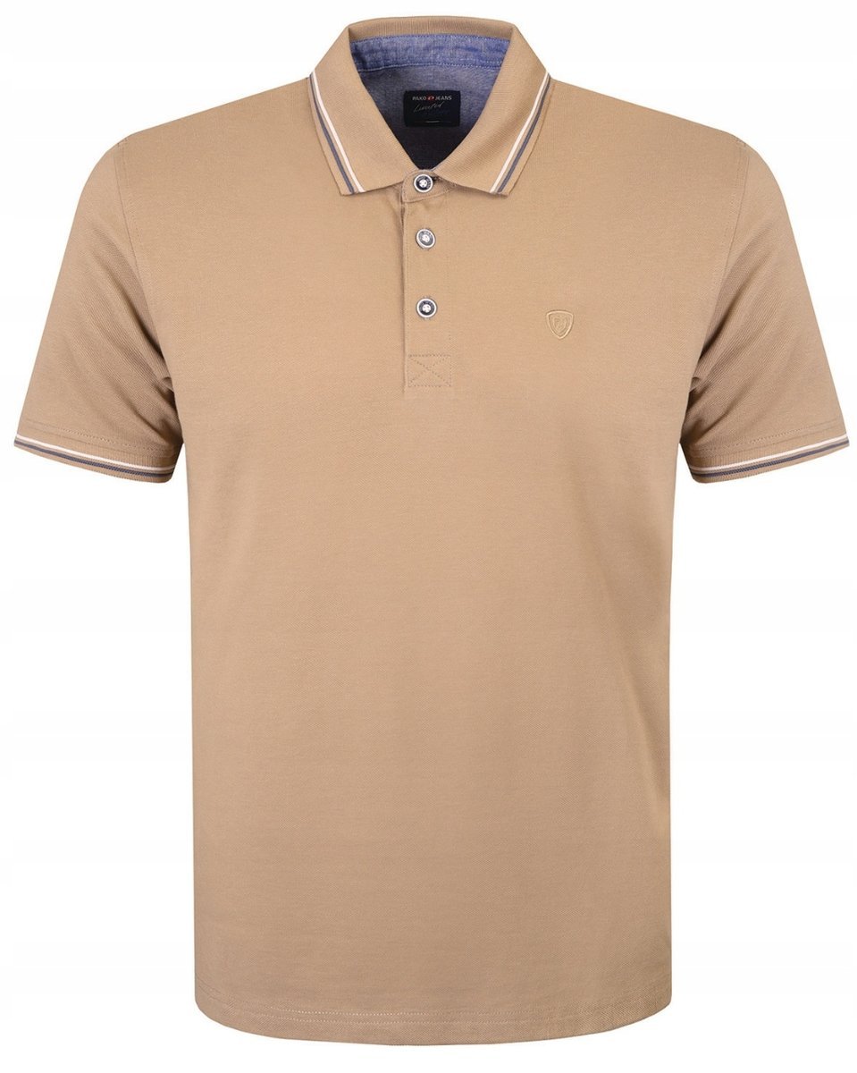 POLO Koszulka Męska BEŻOWA Bawełniana BORON Elegancka 4XL Pako Jeans