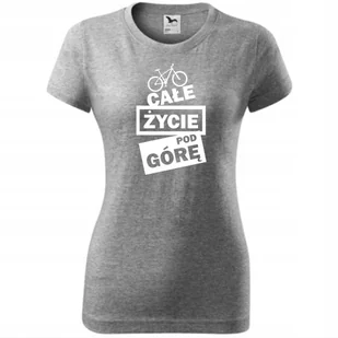 Damska Koszulka Rower Całe zycie pod górke rowerem Prezent dla Rowerzystki ciemnoszary melanż S - Koszulki i topy damskie Damska Koszulka Rower Całe zycie pod górke rowerem Prezent dla Rowerzystki ciemnoszary melanż S - Koszulki i topy damskie - miniaturka - grafika 1