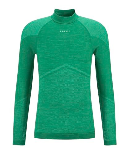 FALKE Mężczyźni Warstwa podstawowa (góra) Wool-Tech Round Neck M L/S SH Wełna Materiał funkcjonalny szybkoschnące ciepłe 1 Sztuka, Zielony (Grassgreen 7014) - Trend, M