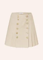 Spódnice - Mrs & Hugs Plisowana Spódnica Z Lnu beige - miniaturka - grafika 1